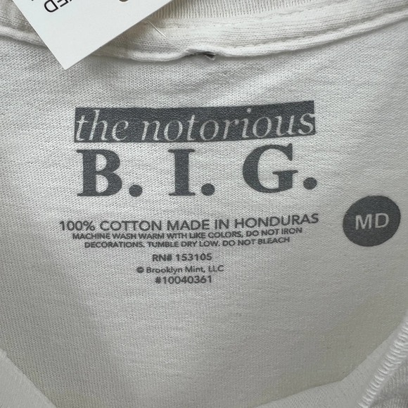 The Notorious B.I.G Men's White Short Sleeve T-Shirt Size Medium - Picture 2 of 3